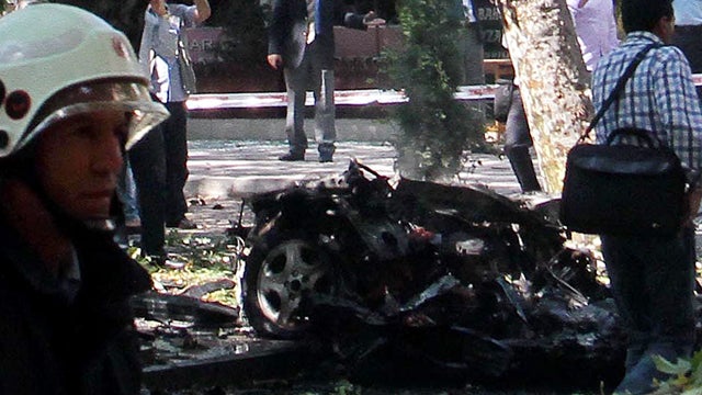 Turkish police officers and firefighters 