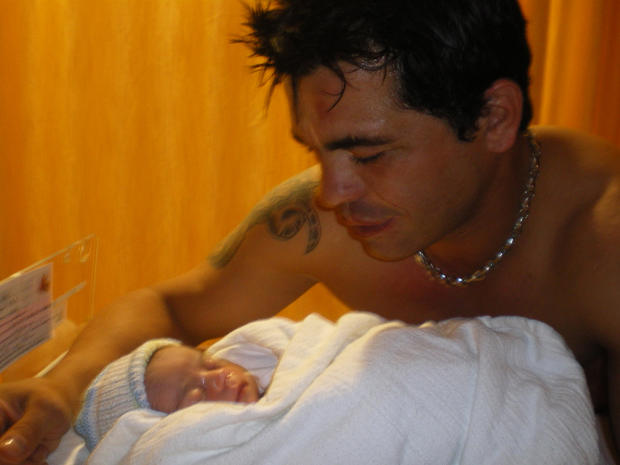 Arturo Gatti with his newborn son, Arturo Jr. 