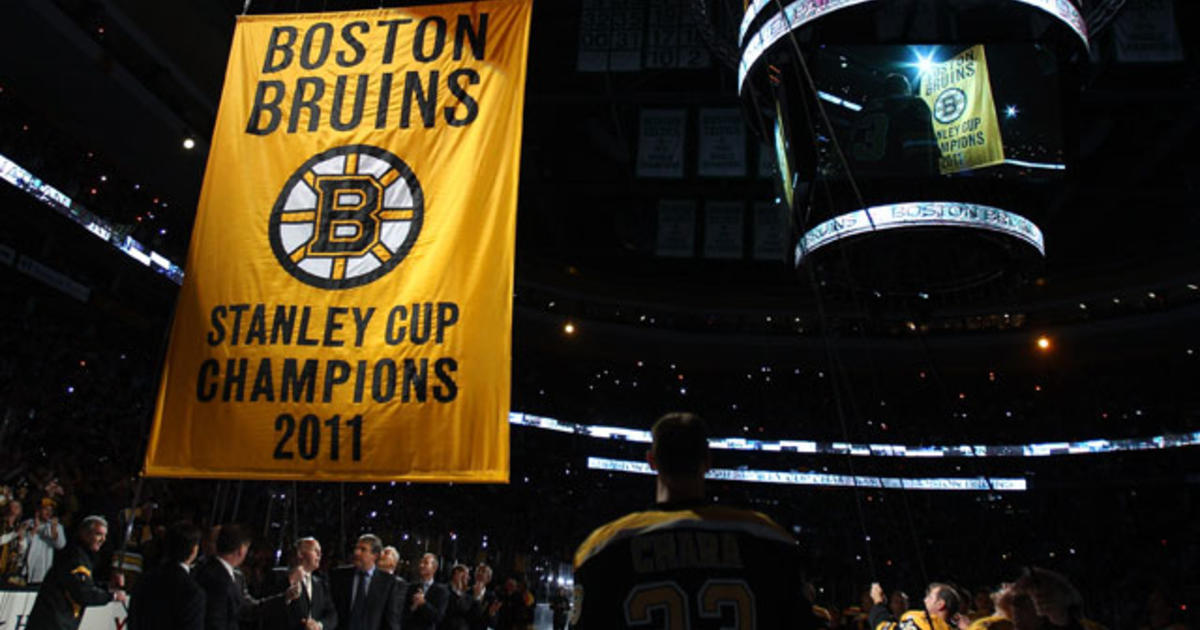Bruins raise Cup banner to rafters