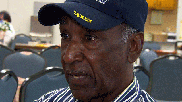 68-year old David Coleman relies on food boxes provided by the Commodity Supplemental Food Program.  