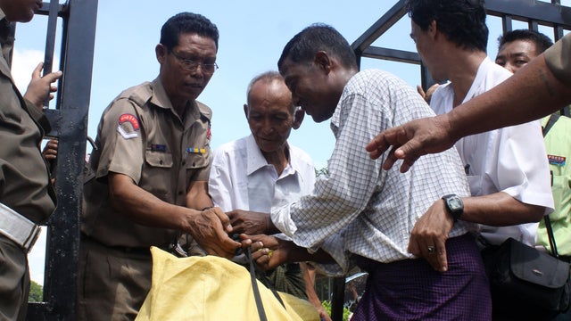 Freed prisoner walks out of Insein Prison in Myanmar 