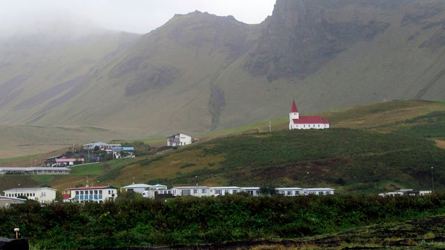 Vik, a small Icelandic town of just 300 people, where residents still recall stories from their relatives of Katla volcano's last eruption in 1918, sits under a blanket of cloud Sept. 27, 2011. If Iceland's air-traffic-paralyzing volcanic eruption in 2010 