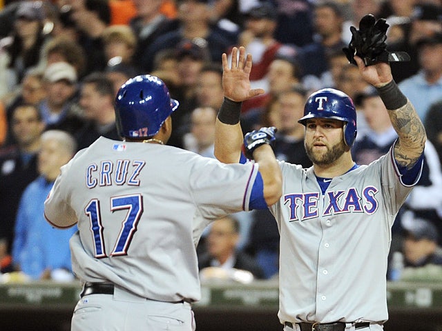Nelson Cruz celebrates  