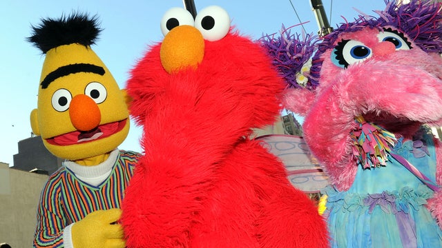 "Sesame Street" characters Bert, Elmo and Abby Cadabby attend a temporary street renaming to celebrate the 30th anniversary of "Sesame Street Live" on 31st Street and 8th Avenue Feb. 4, 2010, in New York City. 