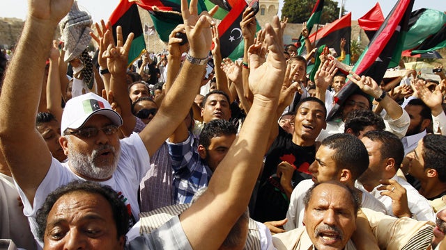 Libyan celebrate after the muslim prayers 