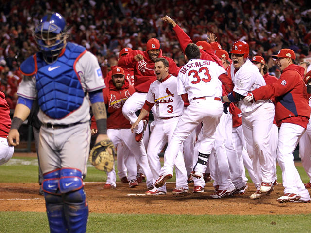 St. Louis Cardinals rally twice against Texas Rangers, win it in 11th on David  Freese's home run 