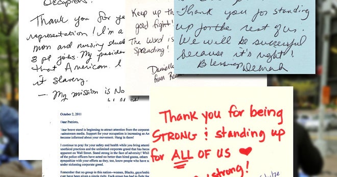 Letters of support boost Occupy Wall St. - CBS News