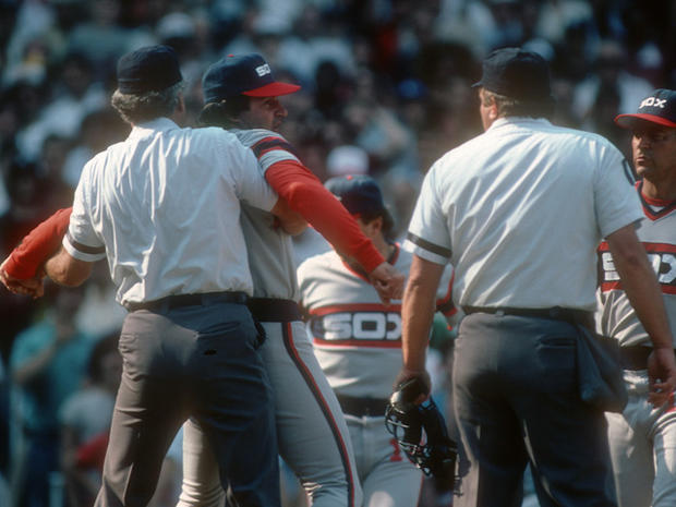 Tony LaRussa argues with the home plate umpire  