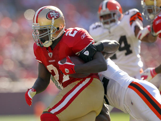 Frank Gore runs with the ball  