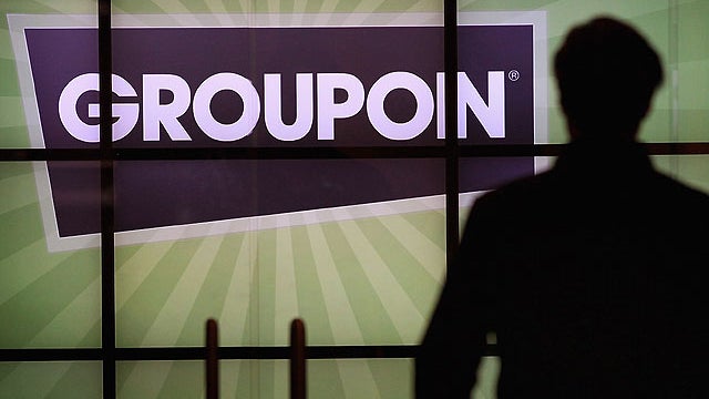 The Groupon logo is displayed in the lobby of the company's international headquarters on June 10, 2011 in Chicago, Illinois.  