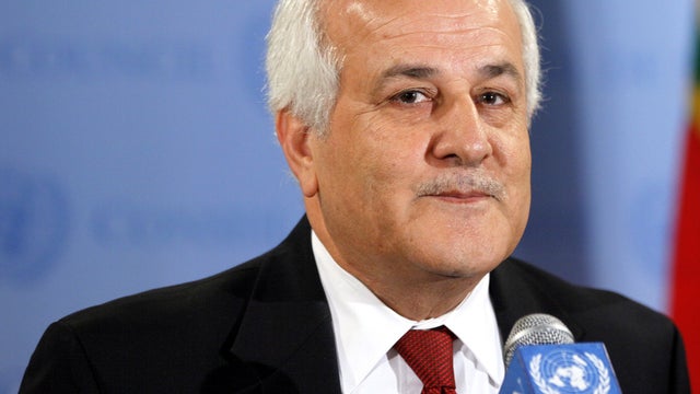 Palestinian Observer to United Nations Ryad Mansour speaks to reporters at U.N. Headquarters in New York Nov. 11, 2011. 