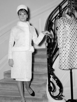 Actress Natalie Wood poses in Yves Saint Laurent in Paris, 1964