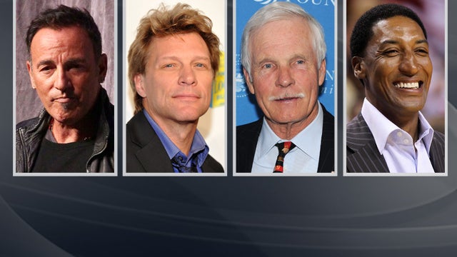 From left: Bruce Springsteen, Bon Jovi, Ted Turner and Scottie Pippen 