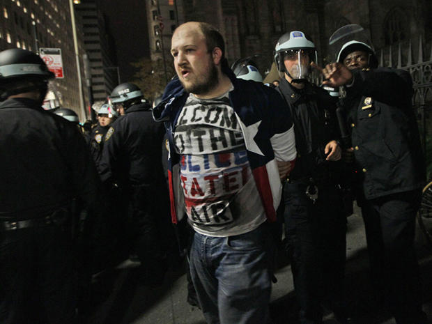 An Occupy Wall Street protester is arrested by police  