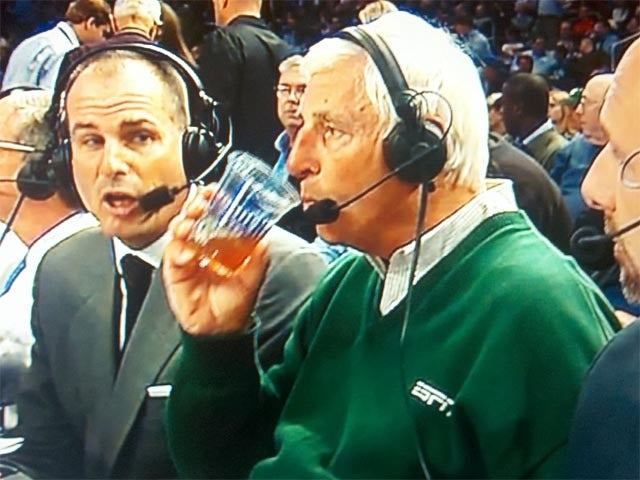 Bob Knight takes a drink 