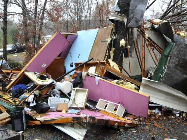 A mobil home is destroyed 