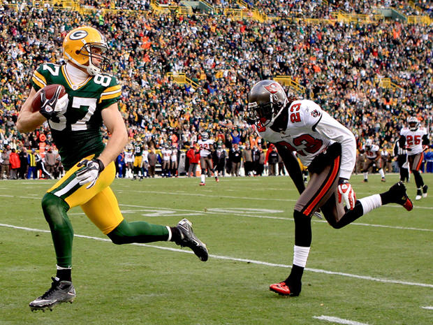 Jordy Nelson races for the endzone after making a reception  