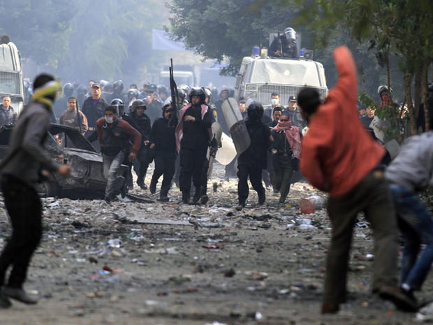 Protesters throw stones during clashes with police 