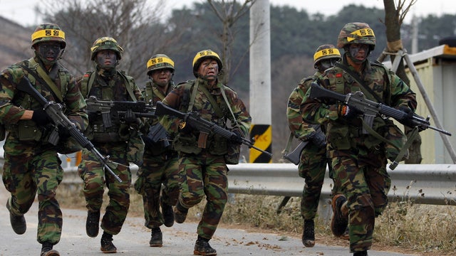 South Korea Marines during a military exercise on Yeonpyeong Island 