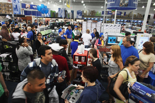 Shoppers move through a Best Buy store in Naples, Florida 