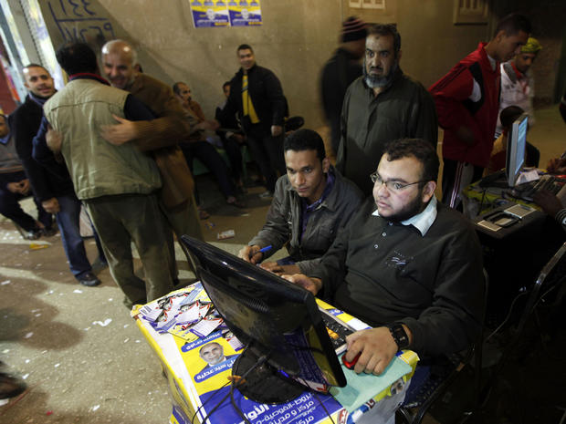 Muslim Brotherhood volunteers man computer stations in Cairo 