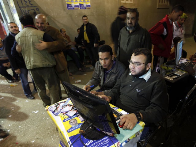 Muslim Brotherhood volunteers man computer stations in Cairo 
