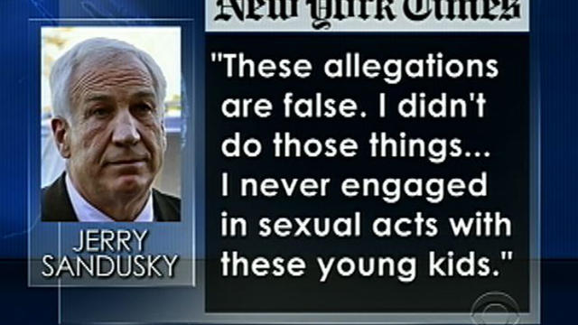 Sandusky denies sexually abusing children 