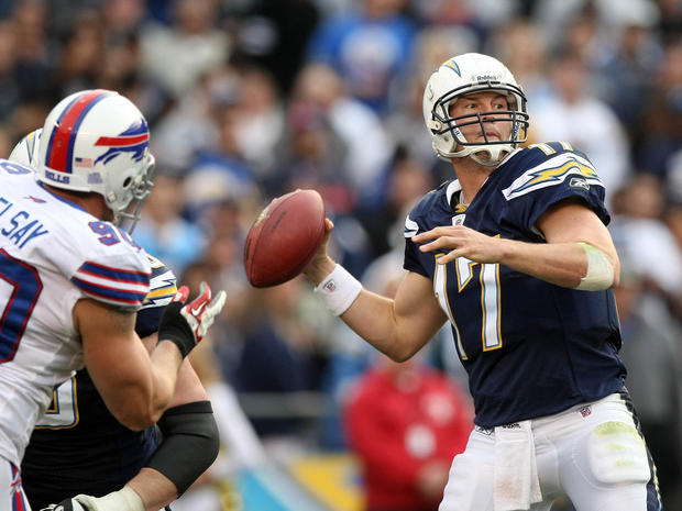 Philip Rivers throws the ball from the pocket 
