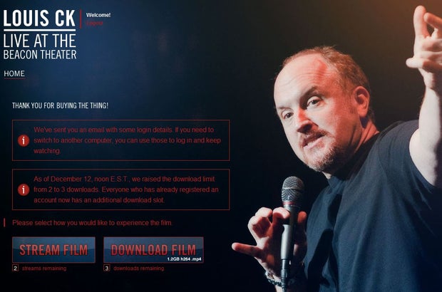 Louis C.K.'s site for purchasing his new comedy video.