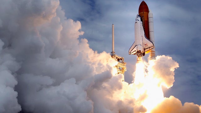 Space shuttle Atlantis blasts off from launch 