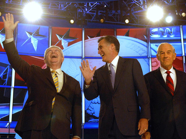 Newt Gingrich, Mitt Romney and Ron Paul 