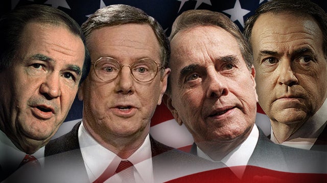 Mike Huckabee, Bob Dole, Steve Forbes and Pat Buchanan 