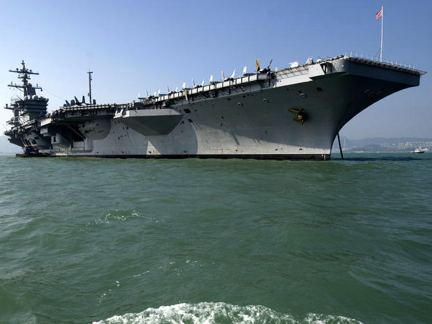 The USS Carl Vinson, a nuclear-powered aircraft carrier, is seen near Hong Kong Dec. 27, 2011. 