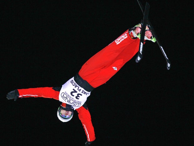 Liu Zhongqing competes in the men's aerials World Cup freestyle skiing event  