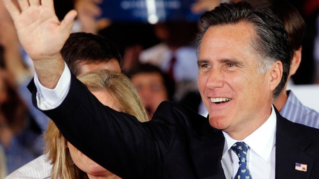 Republican presidential candidate, former Massachusetts Gov. Mitt Romney waves to supporters during his victory celebration after winning the Florida primary election Tuesday Jan. 31, 2012, in Tampa, Fla 
