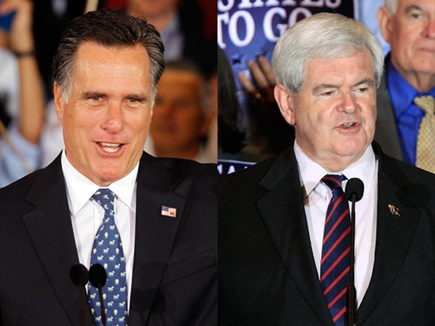 2012 Florida Primaries - Mitt Romney and Newt Gingrich 