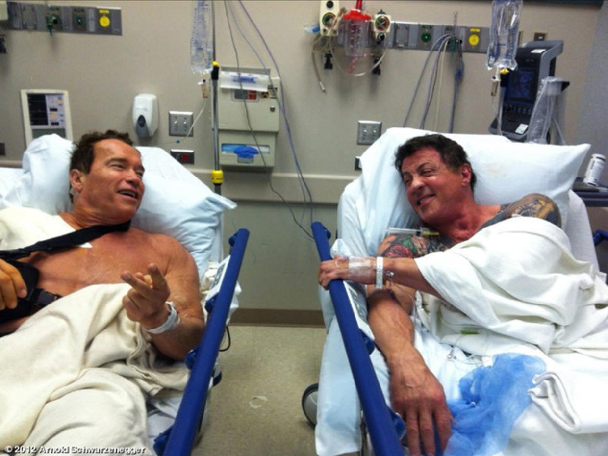 Arnold Schwarzenegger, Sylvester Stallone have hospital runin CBS News