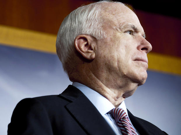 Sen. John McCain, R-Ariz., watches during a news conference on Capitol Hill Feb. 2, 2012, in Washington. 