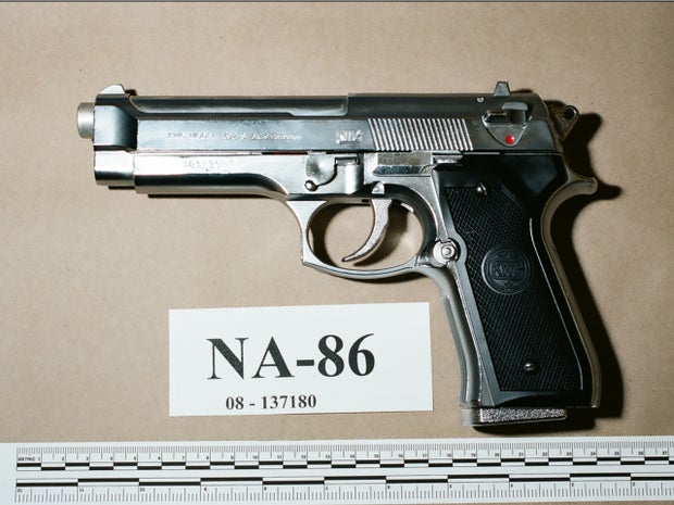 The plastic gun a masked intruder used to order Gilles Tetreault to the ground