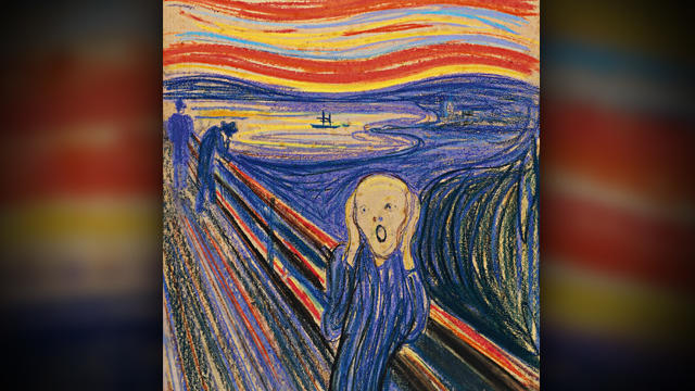 Norwegian painter Edvard Munch's "The Scream" is seen in this photo provided by Sotheby's. The work, which dates from 1895 and is one of four versions of the composition, will lead Sotheby's Impressionist & Modern Art Evening Sale in New York May 2, 2012. 