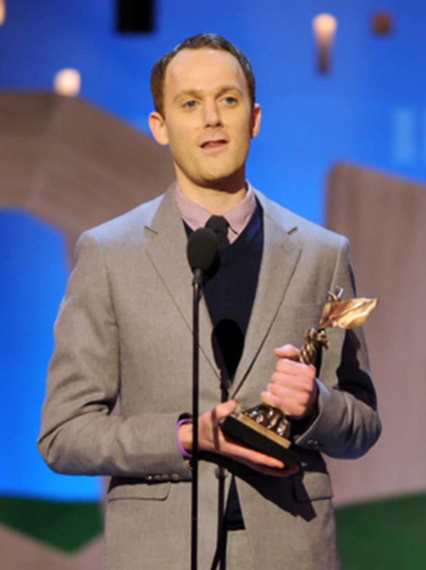 Will Reiser accepts the best first screenplay award for "50/50" onstage at the Independent Spirit Awards 