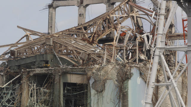 Destroyed unit 3 reactor building of Tokyo Electric Power Co.'s tsunami-crippled Fukushima Dai-ichi nuclear power plant in February 