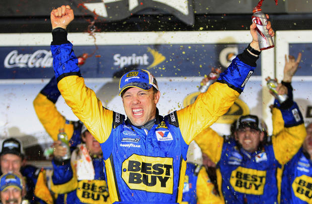Matt Kenseth celebrates after winning the NASCAR Daytona 500  