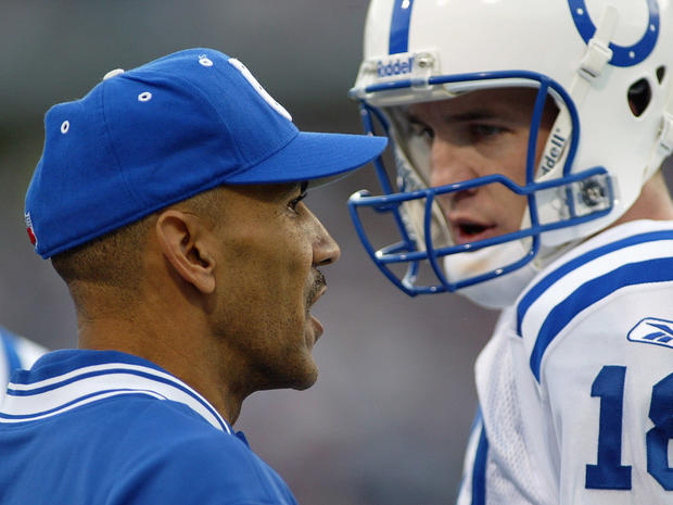 Head Coach Tony Dungy and quarterback Peyton Manning of the Indianapolis Colts  