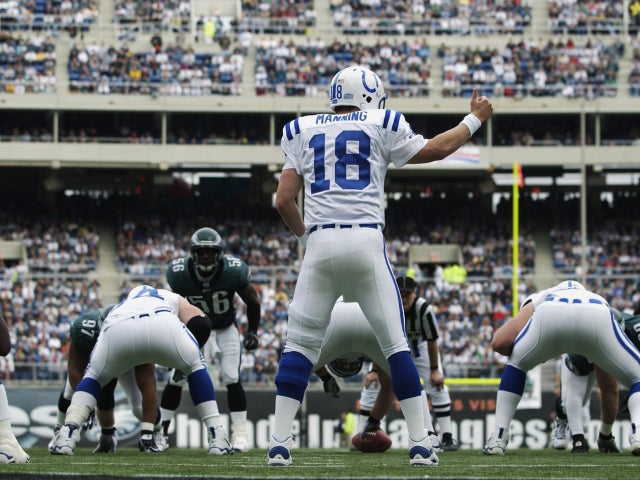 Peyton Manning of the Indianapolis Colts calls the play 