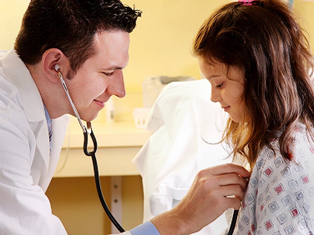 doctor, girl, child, stethoscope, heart, heart rate, checkup, stock, 4x3 