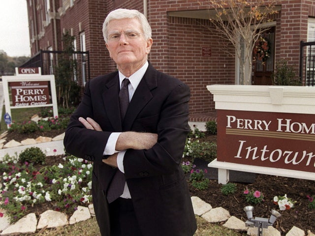 This is a Dec. 10, 2002 file photo of Houston homebuilder Bob Perry, posing at the sales center at one of his Houston developments. Perry is the nation's most generous individual political donor. He has been a leading advocate of laws to limit court awards against businesses and he is a financial benefactor to politicians and judges. He has donated more than $340,000 to the nine justices that will hear a case brought against his company by Bob and Jane Cull of Mansfield, Texas.