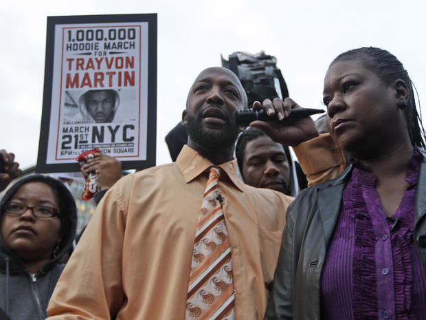 Trayvon Martin's parents take part in the Million Hoodie March 