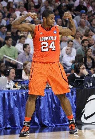 Chane Behanan celebrates his team's 57-44 win 