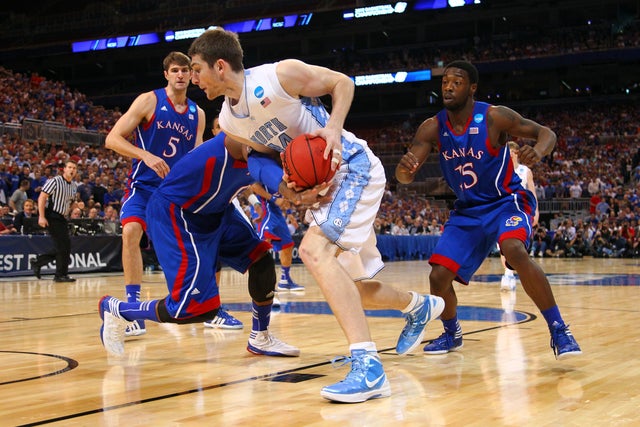Tyler Zeller drives inside in the first half  